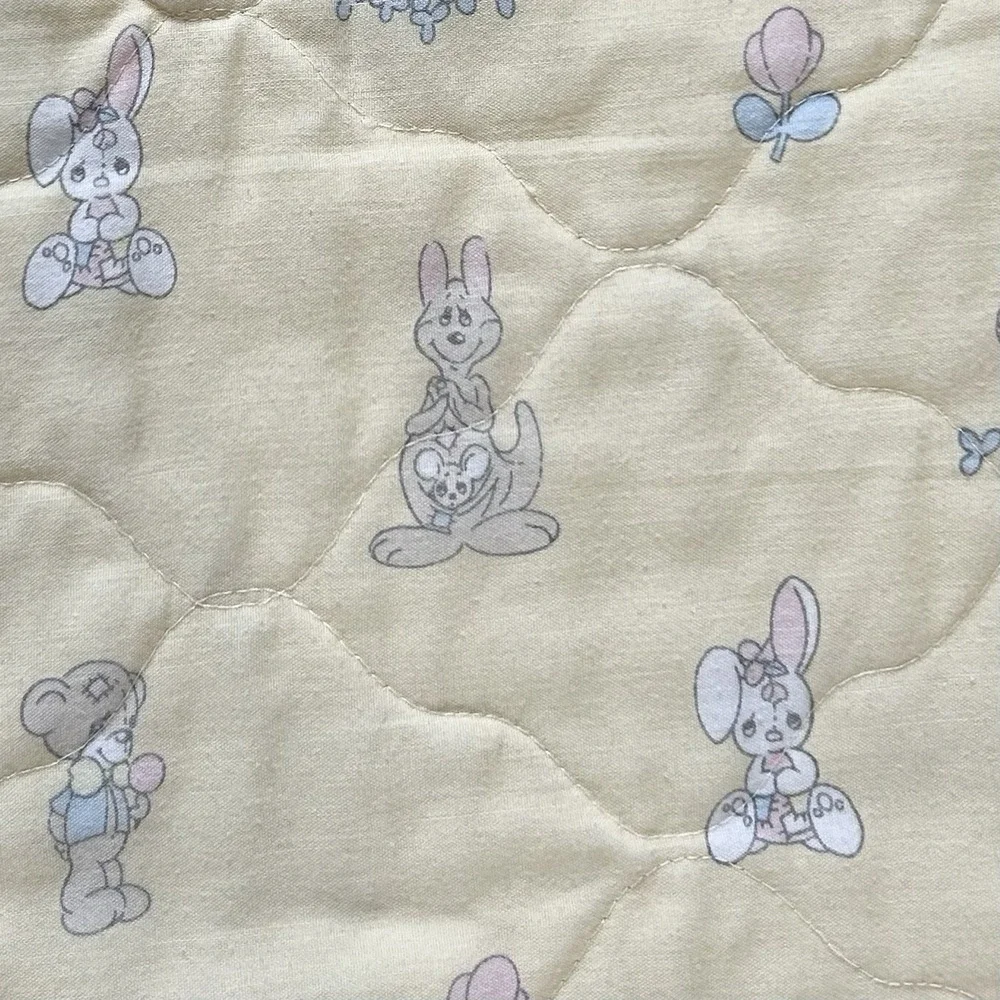 Vintage‎ 80s/90s Precious Moments Yellow Baby Quilt Retro Nursery 44